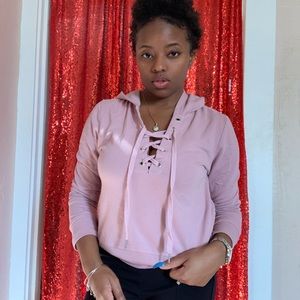 Pink lace hoodie